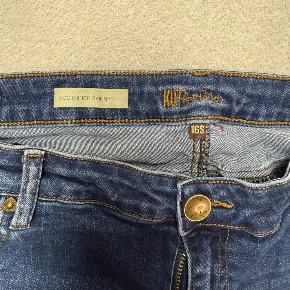 Kut from the Kloth Toothpick Skinny Jeans Dark Wash Denim 16S Short Petite